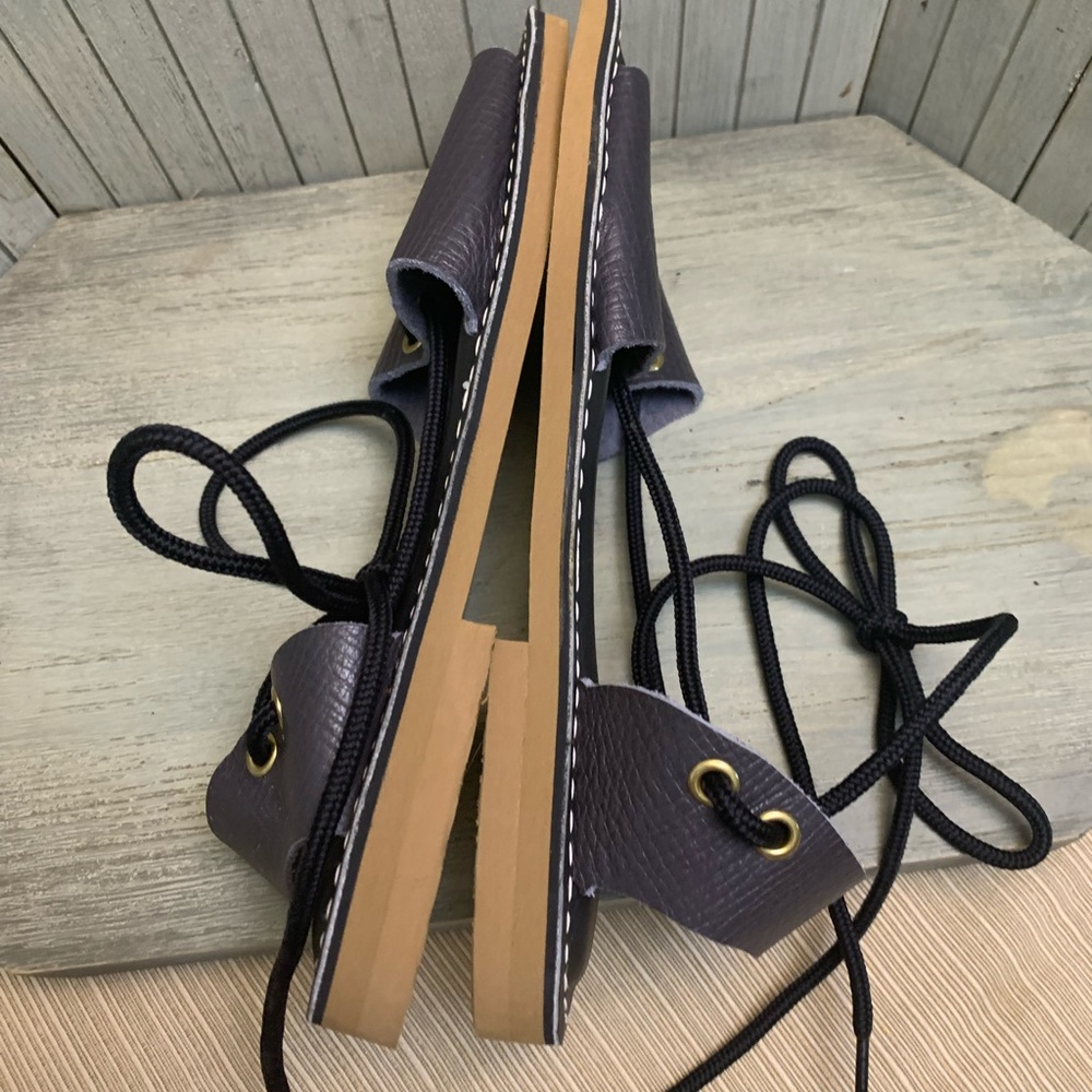 NWOT Kino Navy Leather Handmaids Strappy Sandals 7 - Picture 8 of 10